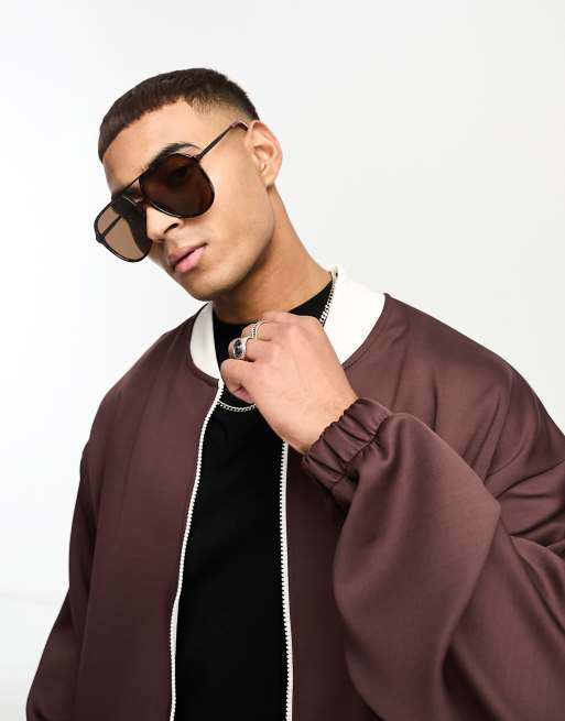 New Look – Übergroße Pilotensonnenbrille in Dunkelbraun, 4 von 4
