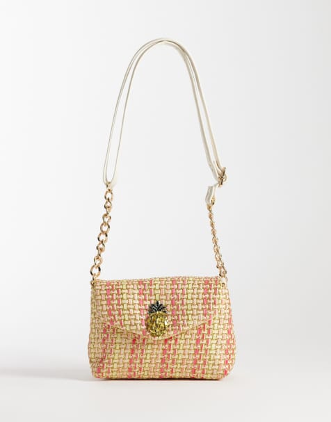 New Look – Umhängetasche mit geflochtenem Ananas-Muster in Rosa - view 1