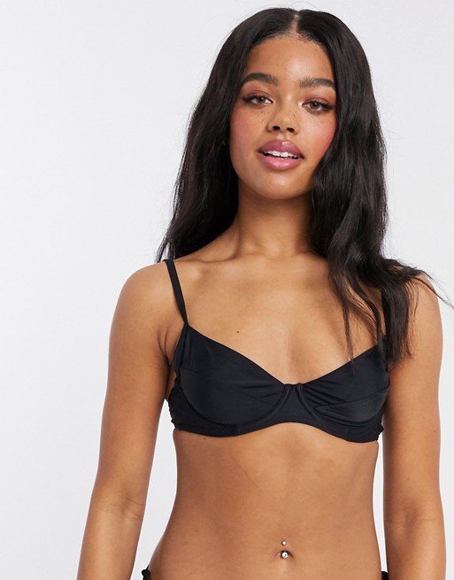 New Look underwired soft bikini top in black