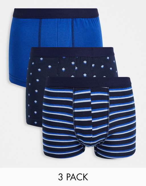 New Look – Unterhosen in Marineblau mit geometrischem Muster im 3er-Pack