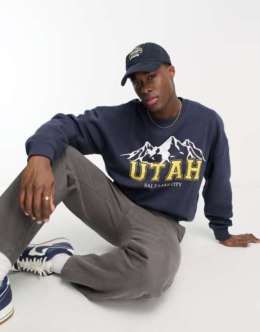 New Look utah print sweatshirt in navy