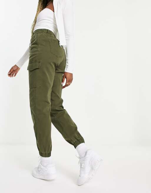 New Look Khaki Cotton Cuffed Cargo Trousers