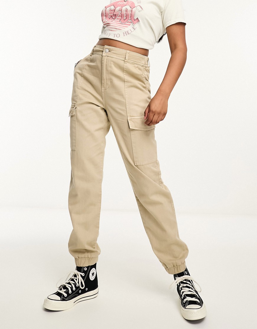 New Look utility cargo trousers in stone-Neutral