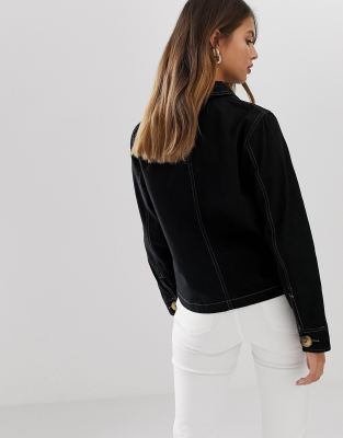New Look utility jacket with contrast stitch in black ASOS