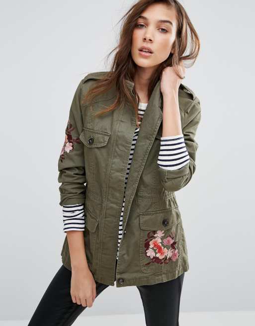 Embroidered khaki jacket clearance womens