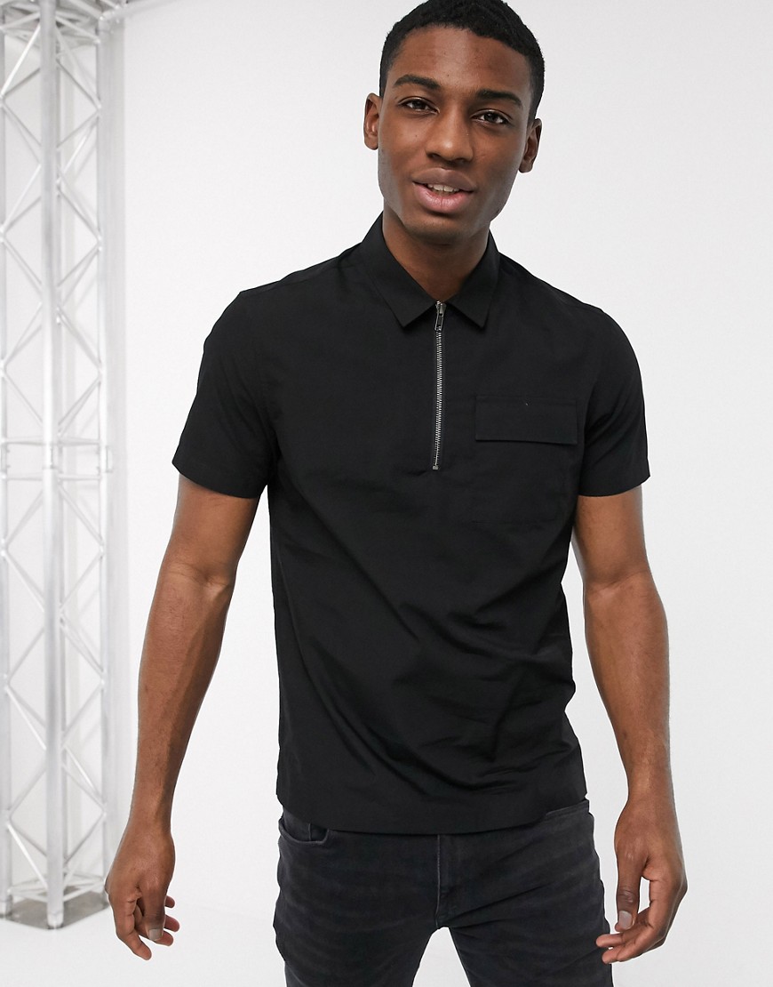 New Look - Utility overhemd met 1/4-rits in zwart