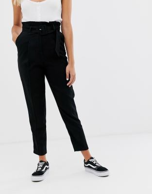 black paperbag jeans