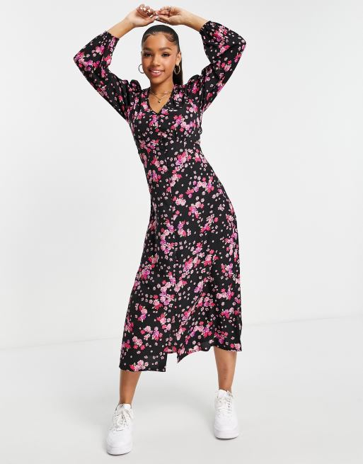 Black pink hotsell floral dress