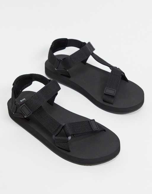 New Look velcro sandal in black ASOS