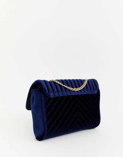 New Look velvet chain shoulder bag in blue ASOS