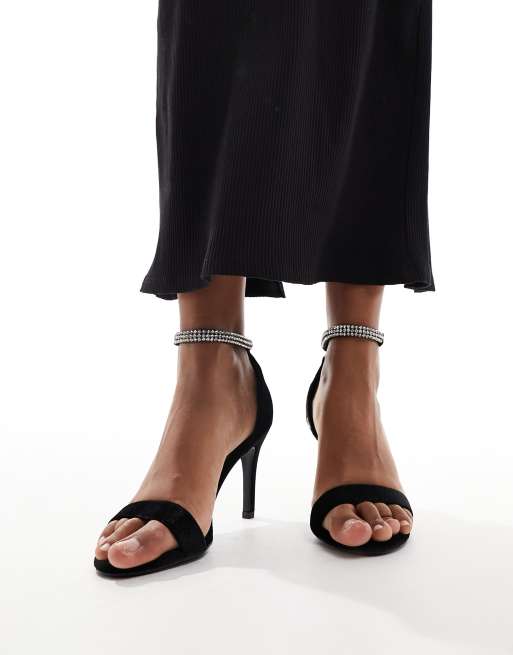 New Look velvet embellished strap stiletto in black, 2 of 4