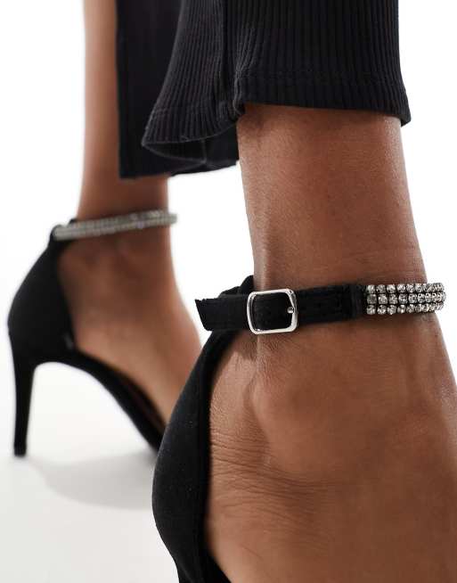 New Look velvet embellished strap stilettos in black, 3 of 4