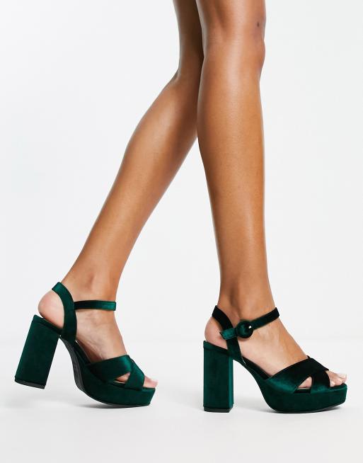 Green velvet best sale platform sandals