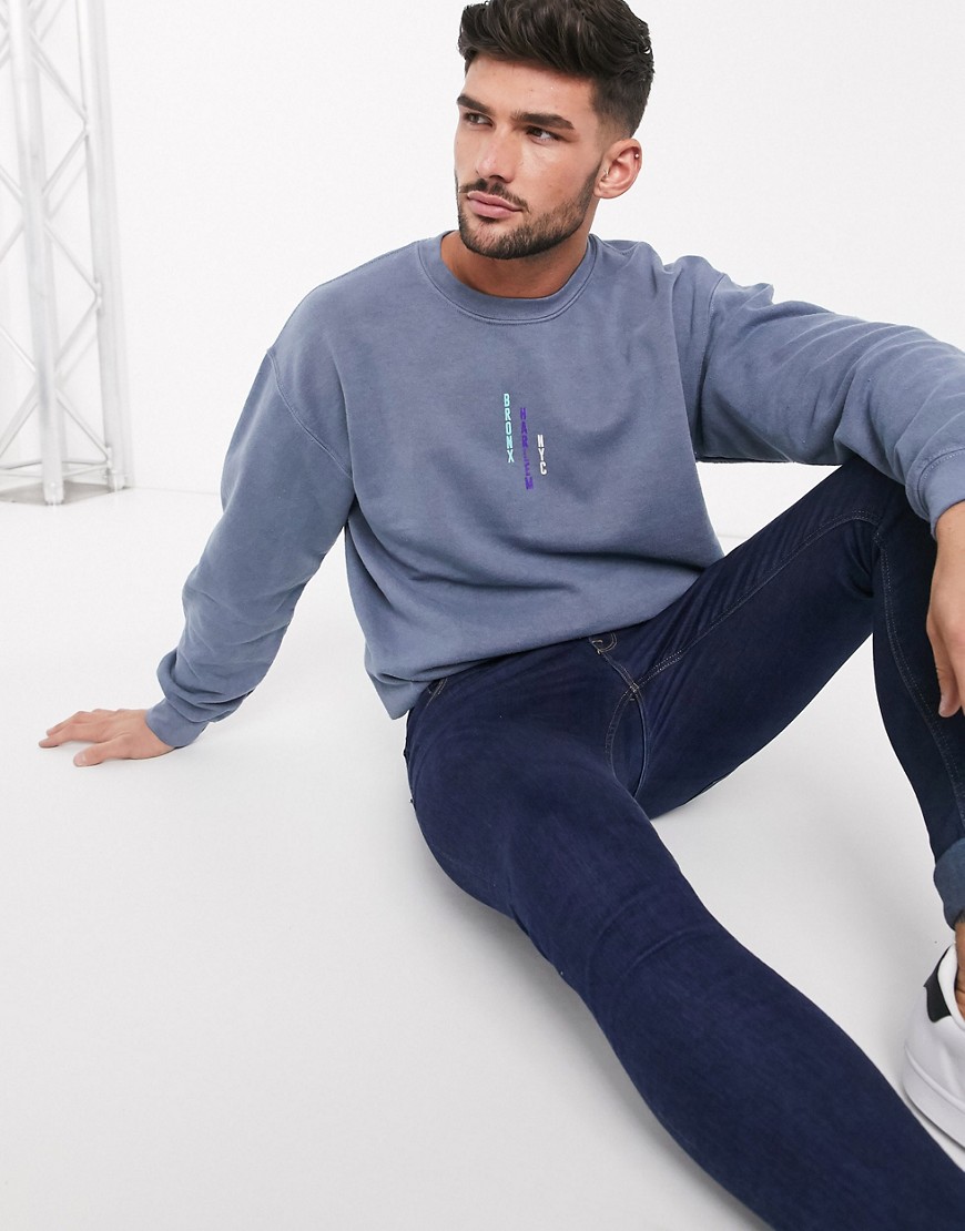 New Look vertical city overdyed sweat in grey