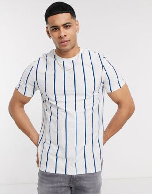 New Look vertical stripe t-shirt in grey | ASOS