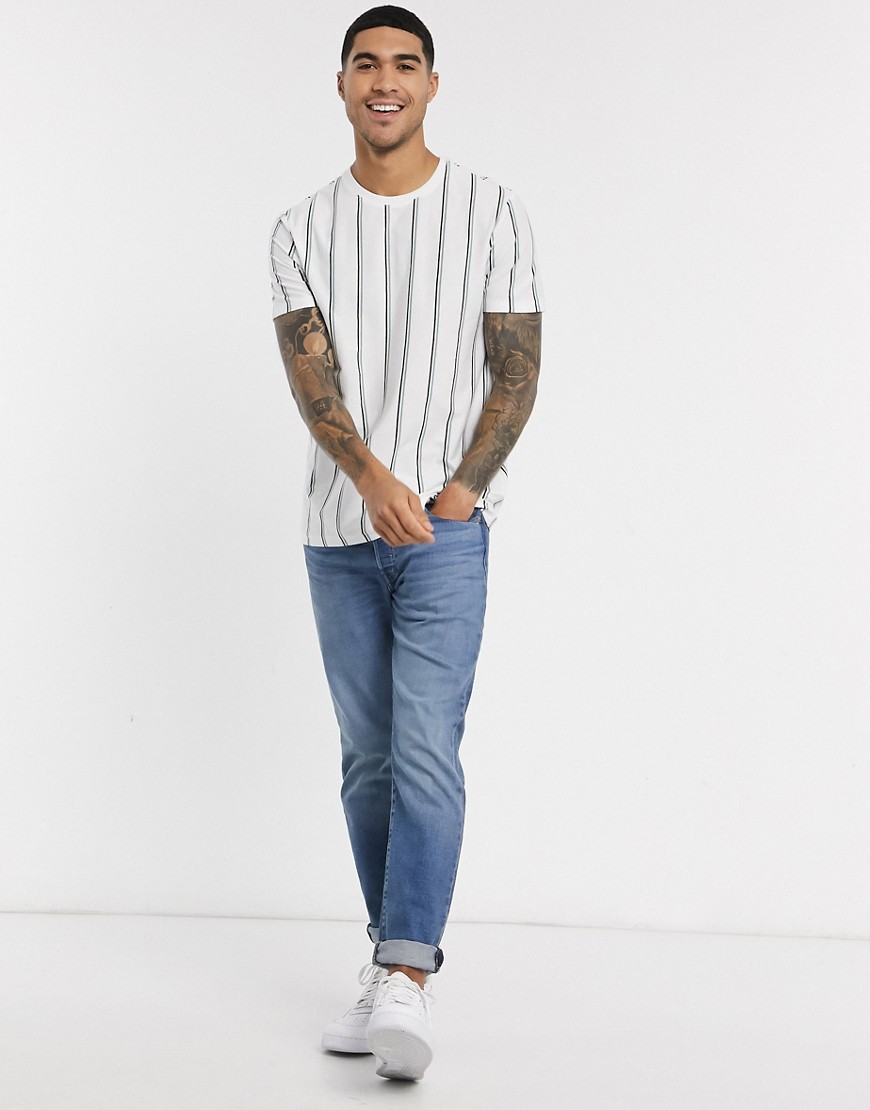 New Look vertical stripe t-shirt in white