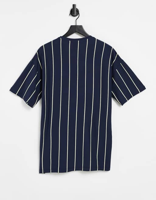 New Look vertical striped t-shirt with NY embroidery in blue, 2 of 4