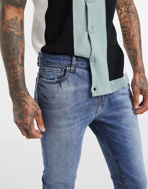 New Look – Verwaschene Spray-on-Jeans in Blau, 3 von 4