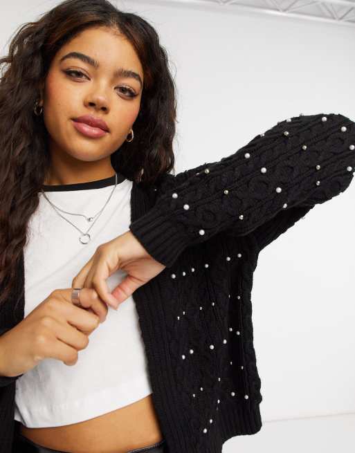New Look - Vest met kraaltjes in zwart, deel van co-ord set