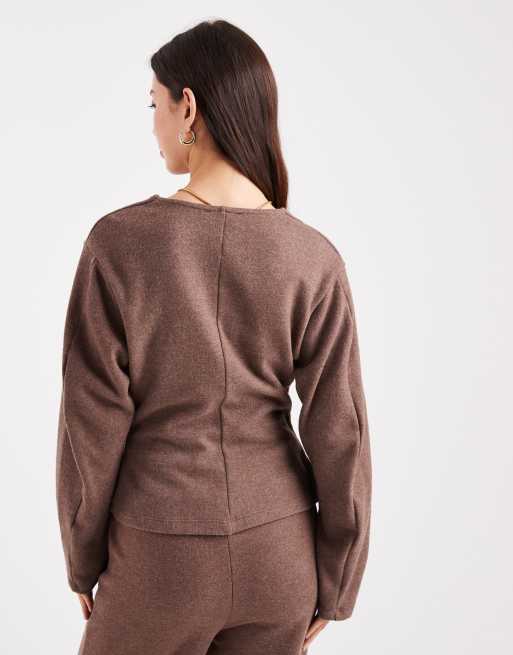 New Look - Vest met V-hals in bruin, deel van co-ord set, 4 van 4