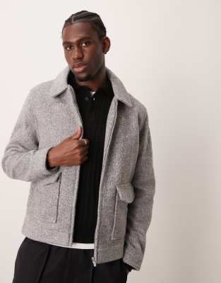 New Look - Veste brossée - Gris clair