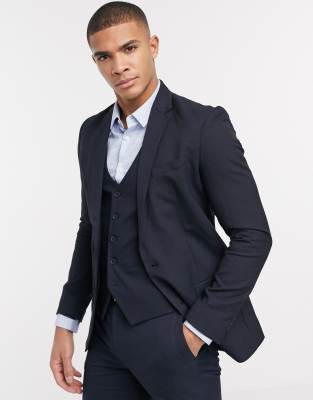 New Look skinny suit jacket in navy - ASOS Price Checker