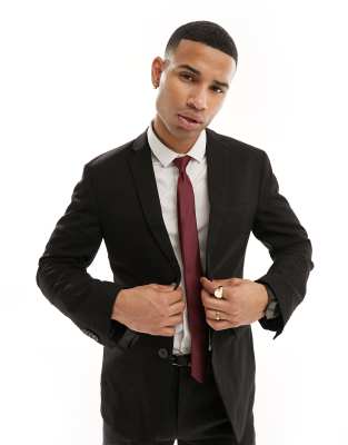 New Look slim suit jacket in black  - ASOS Price Checker