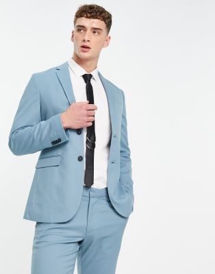 New Look skinny suit jacket in turquoise - ASOS Price Checker