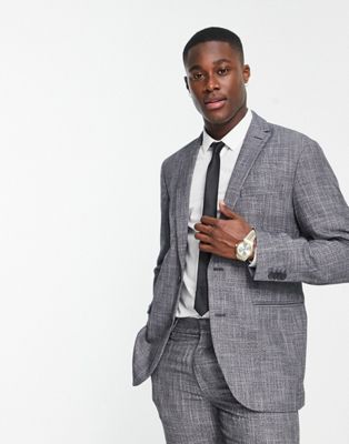 New Look slim suit jacket in dark grey texture - ASOS Price Checker