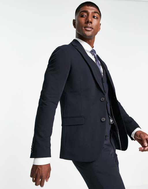 New Look - Veste de costume ultra ajustée - Bleu marine