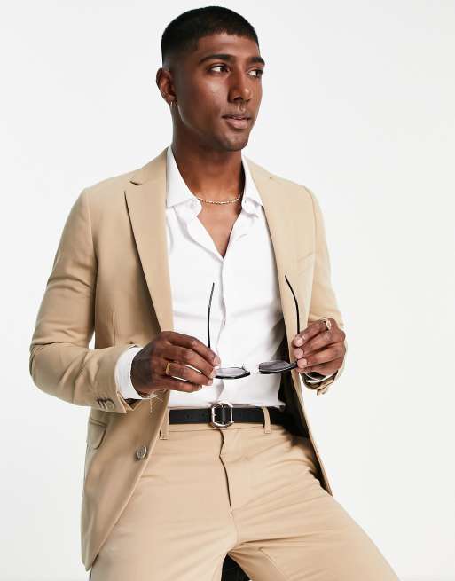 New Look Veste de costume ultra ajustée Taupe ASOS