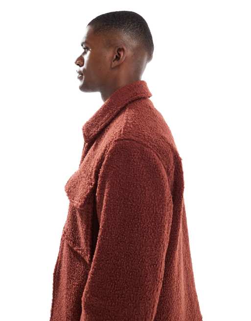 New Look - Veste en bouclé - Bordeaux, 4 de 5