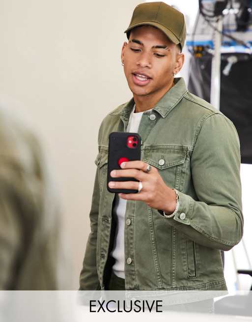 Veste en jean kaki sale