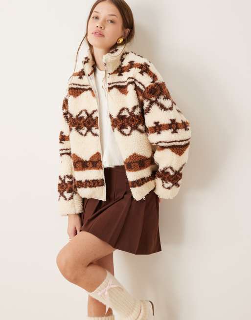 New Look - Veste imitation peau de mouton - Imprimé jacquard