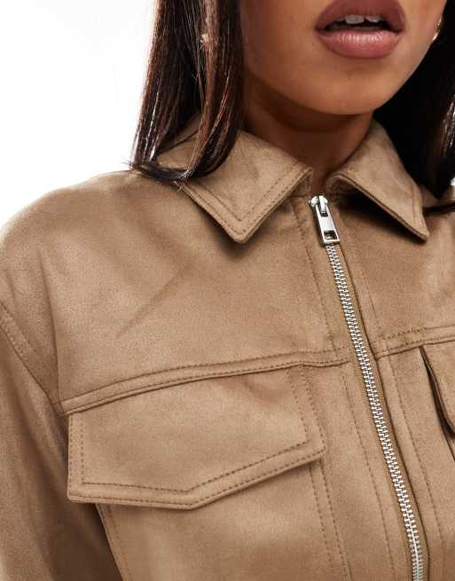 New Look Veste zippée en suédine Fauve ASOS