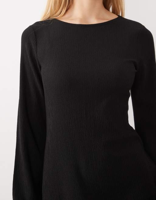 New Look vestito corto nero a maniche lunghe con fondo a volant, 4 di 4