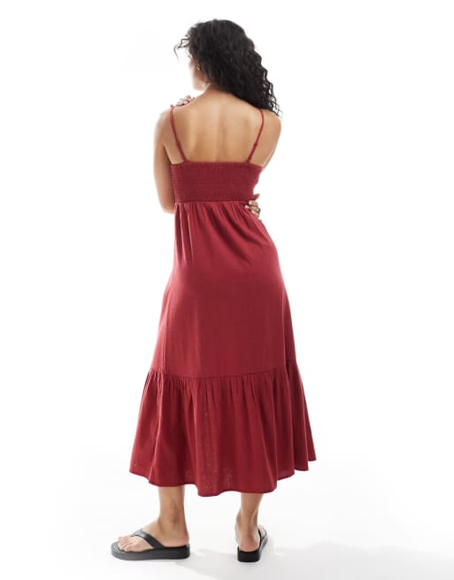 New Look - Vestito midi bordeaux con bottoni, 2 di 4