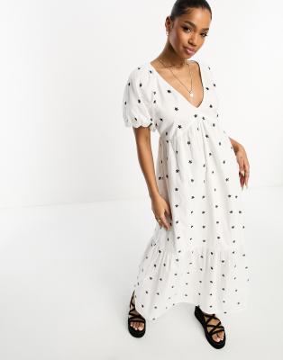 Vestito Elegante Donna New Look 5096104 - Bianco, Taglia 42, Dettaglio A Contrasto Interno