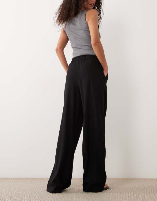 New Look vida byxor i linneblandning i svart, 5 av 5