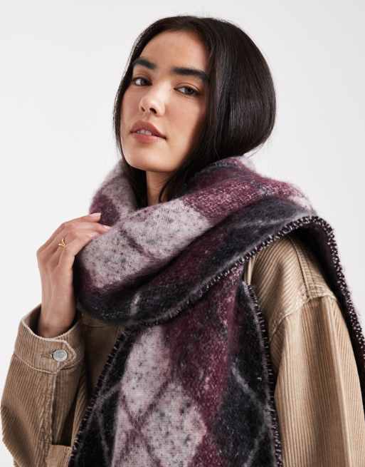 New Look – Vinröd, argylemönstrad halsduk, 2 av 3