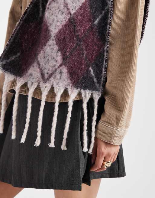 New Look – Vinröd, argylemönstrad halsduk, 3 av 3