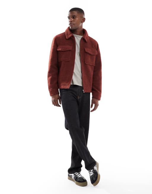 New Look – Vinröd jacka i bouclé, 2 av 5