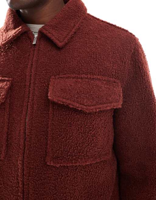 New Look – Vinröd jacka i bouclé, 5 av 5