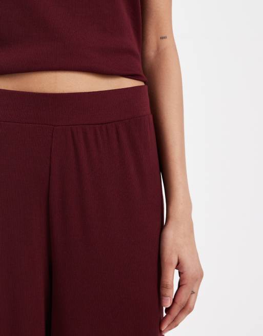 New Look – Vinröd pyjamas med spetsdetalj, 4 av 4