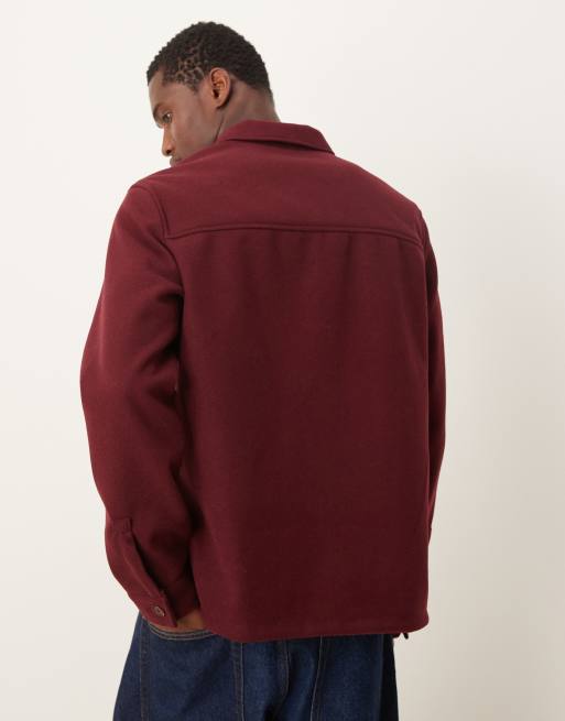 New Look – Vinröd skjortjacka av borstat material, 3 av 4