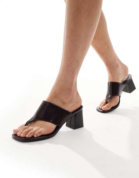 New Look – Vinröda sandaler med blockklack och tårem - view 1