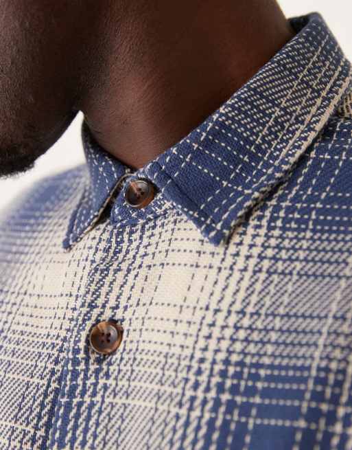 New Look – Vintageblå, rutig, kraftig overshirt, 3 av 4