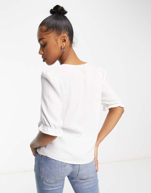 New Look – Vit blus med knäppning, 2 av 4