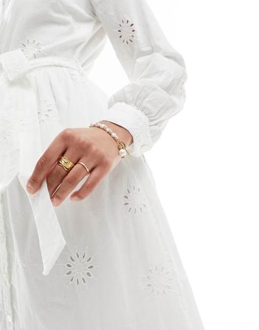 New Look – Vit midi-skjortklänning med broderie anglaise, 2 av 4