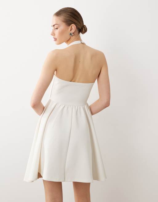 New Look – Vit miniklänning med halterneck, 4 av 4